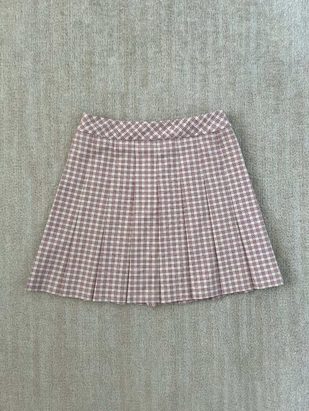 Aritzia Sunday Best Olive Plaid Pleated Mini Skirt 00 Preppy Academia